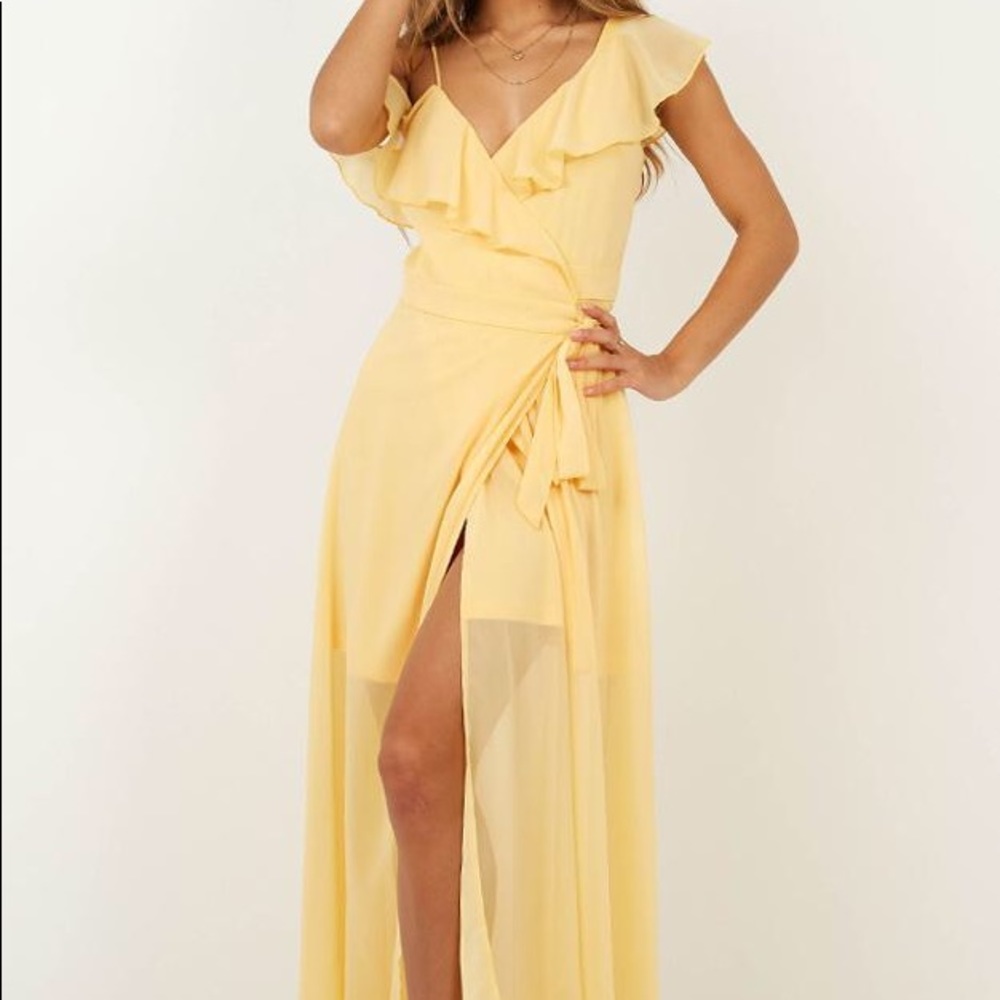 Sheer Maxi Yellow Dress